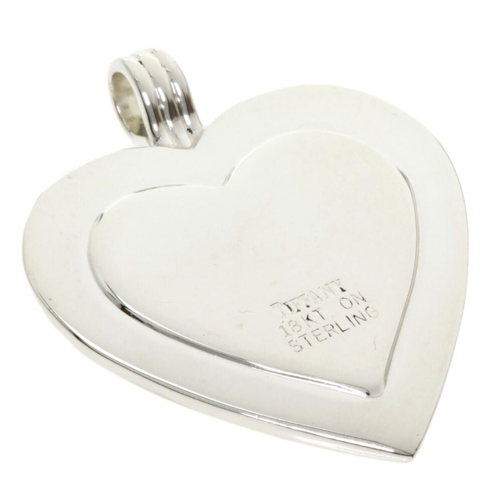 Tiffany Co Heart Motif Pendant Top Silver Yellow Gold